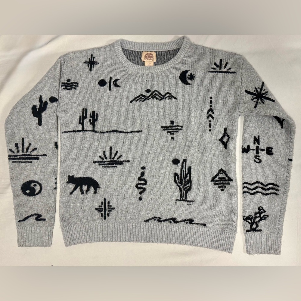 VTG Women's Cambridge Dry Goods Sweater Light Gray Cropped, Sz M